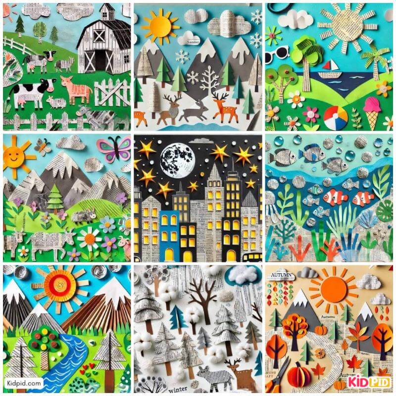 colorful summer newspaper art project