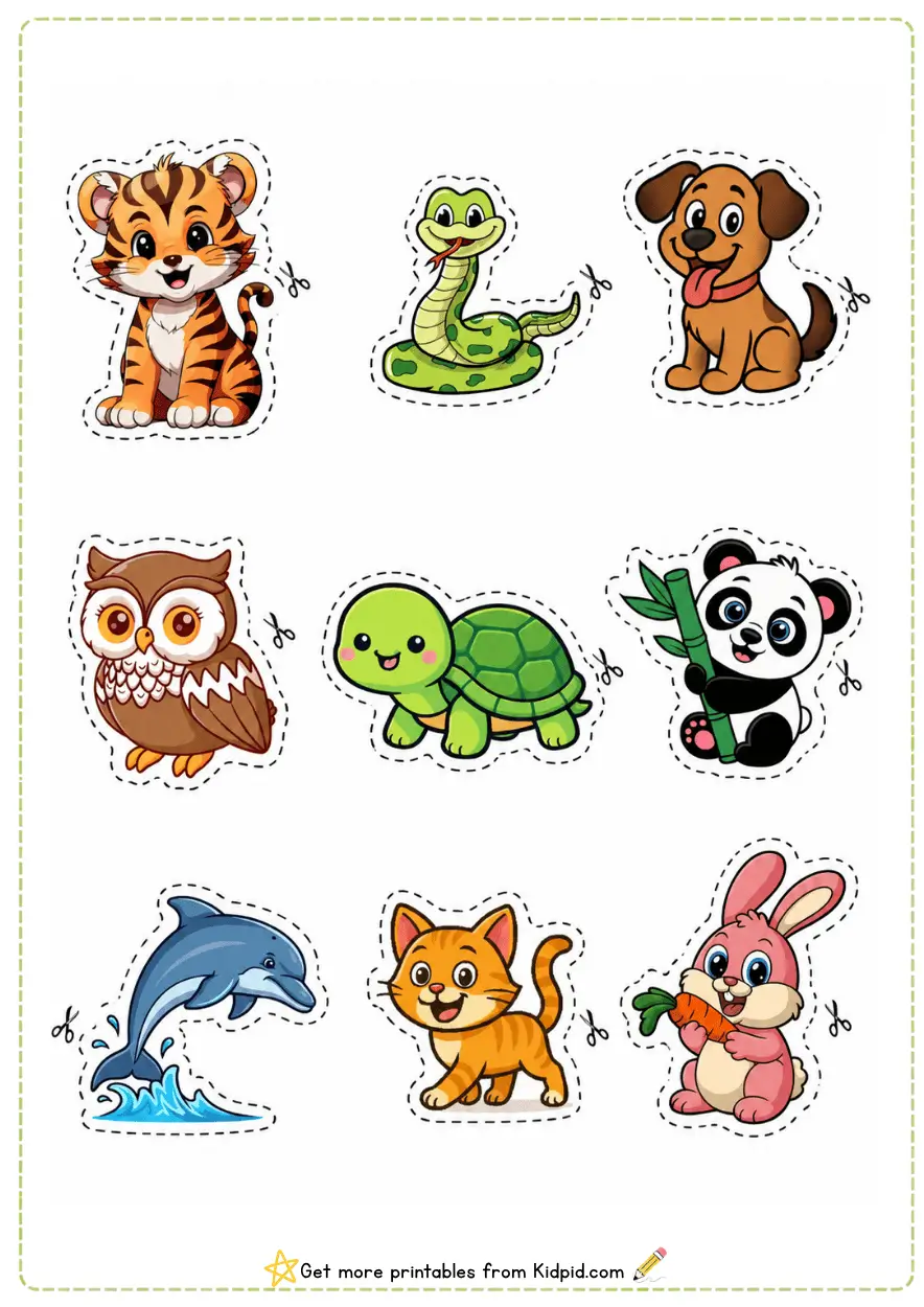 Animal Shadow Matching Cut-and-Paste Woksheets Printable