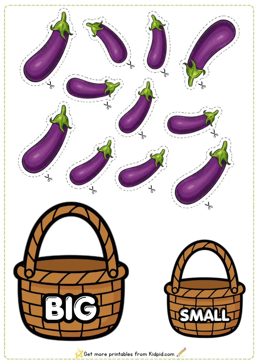 Big and Small Sorting Activity Worksheets for Children