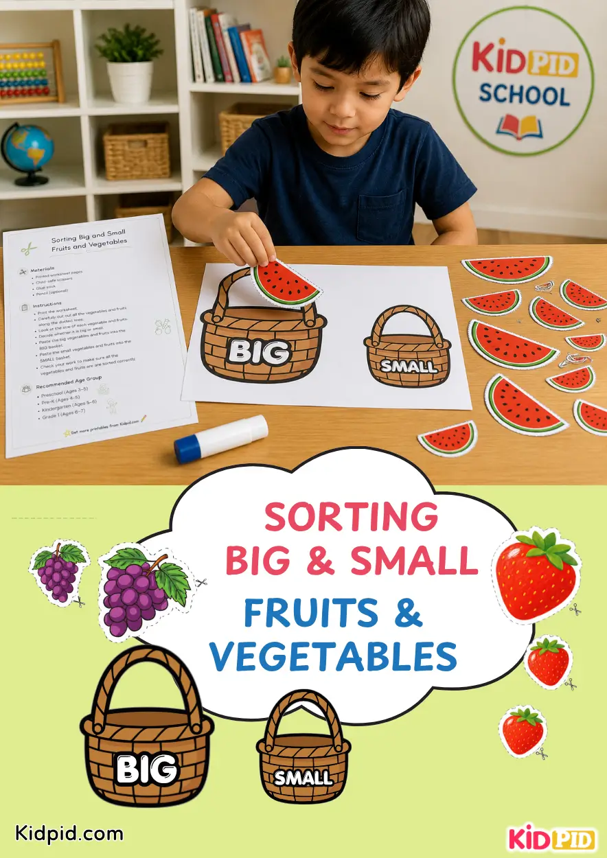 Big and Small Sorting Activity Worksheets for Children