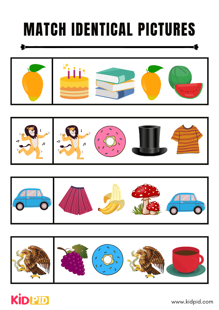 Match Identical Picture Worksheets