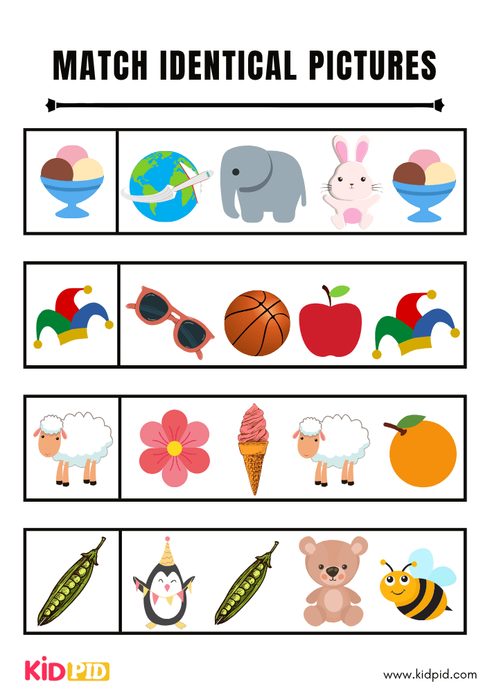 Match Identical Picture Worksheets