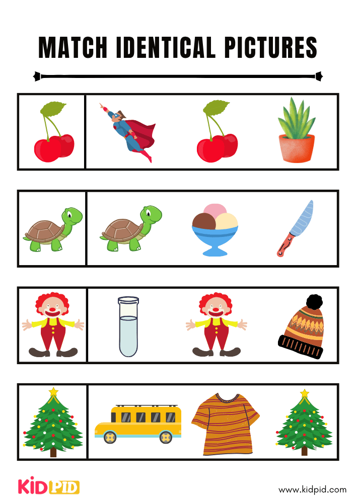 Match Identical Picture Worksheets
