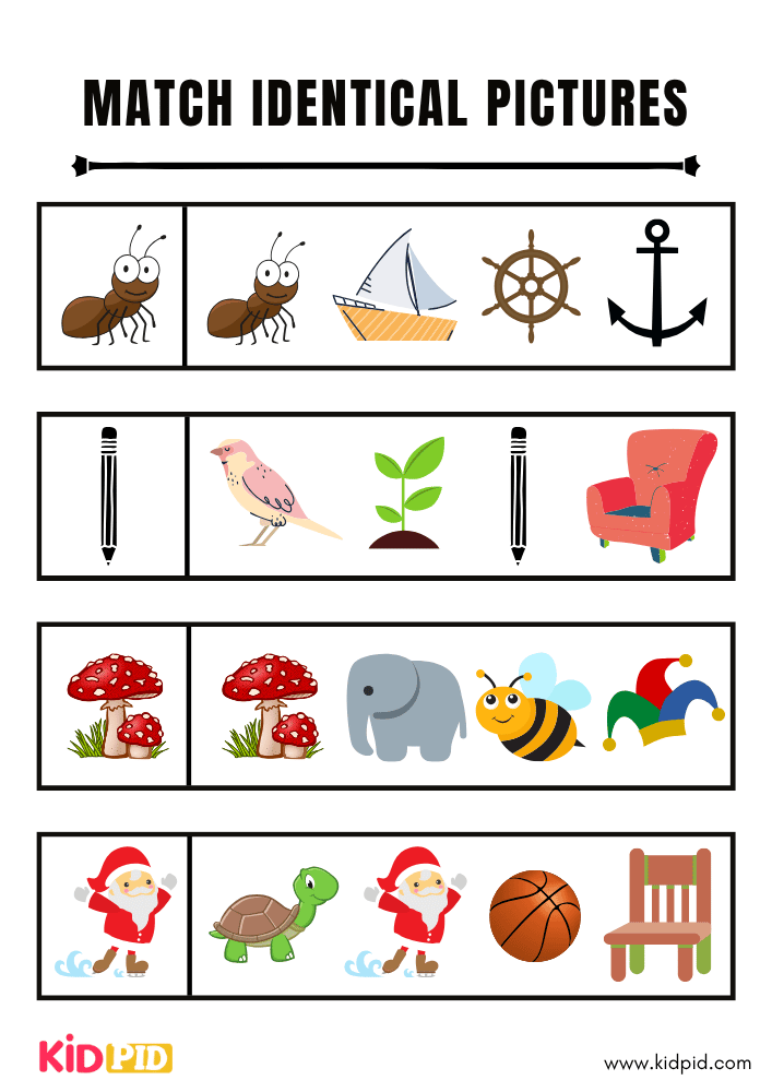 Match Identical Picture Worksheets