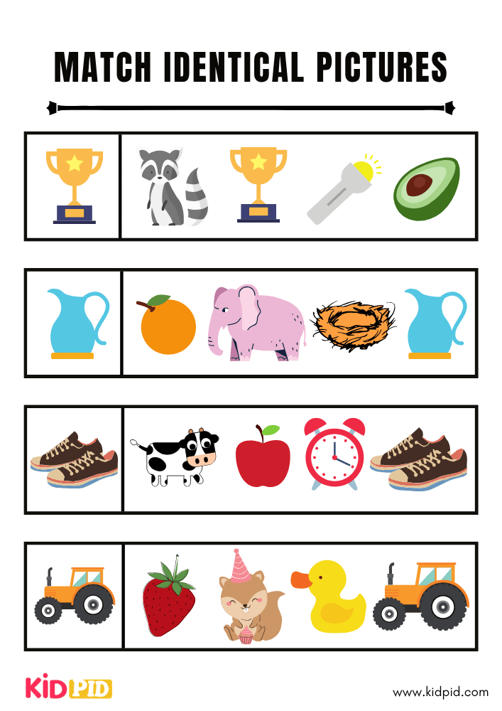 Match Identical Picture Worksheets