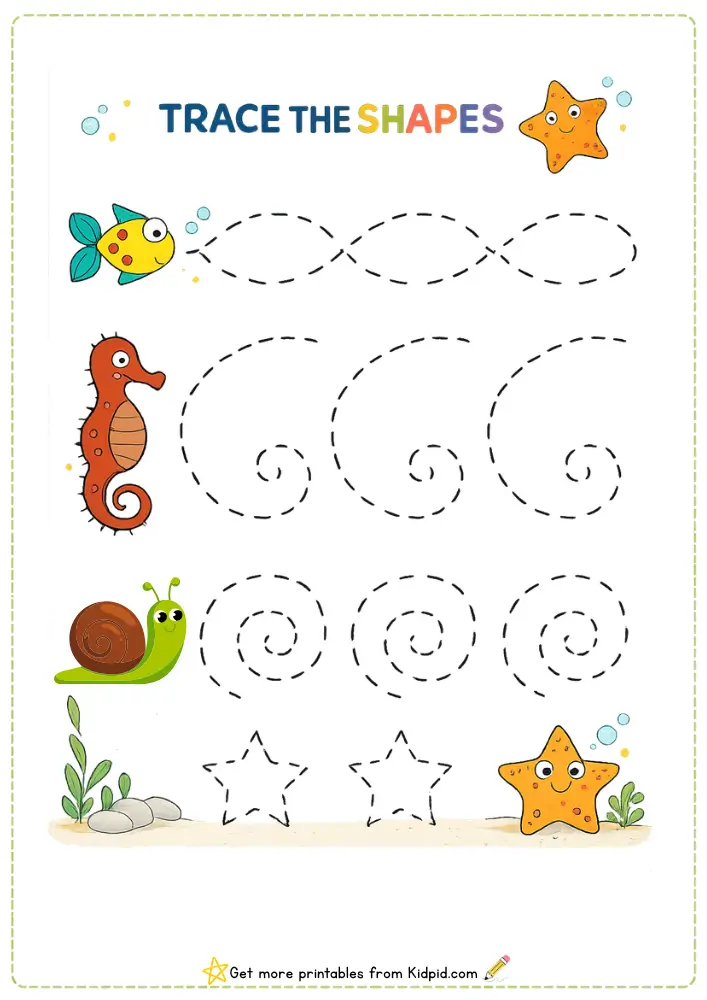 Free Mixed Lines Tracing Worksheets for Early Learning