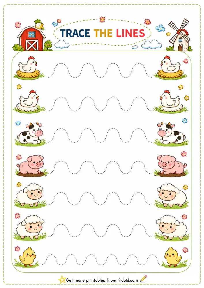 Free Mixed Lines Tracing Worksheets for Early Learning