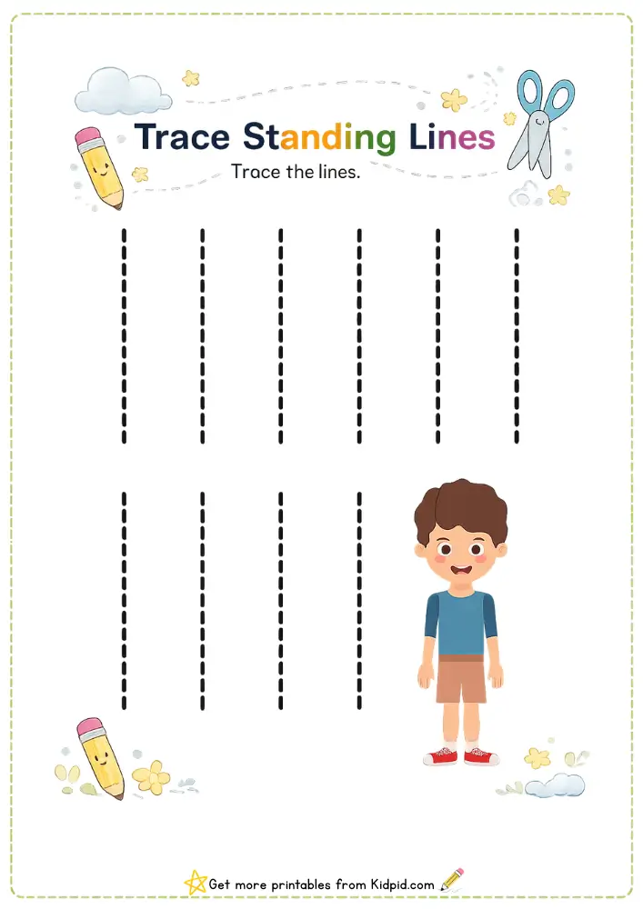 Standing Line Tracing Activities for Early Learners | Printable Worksheets