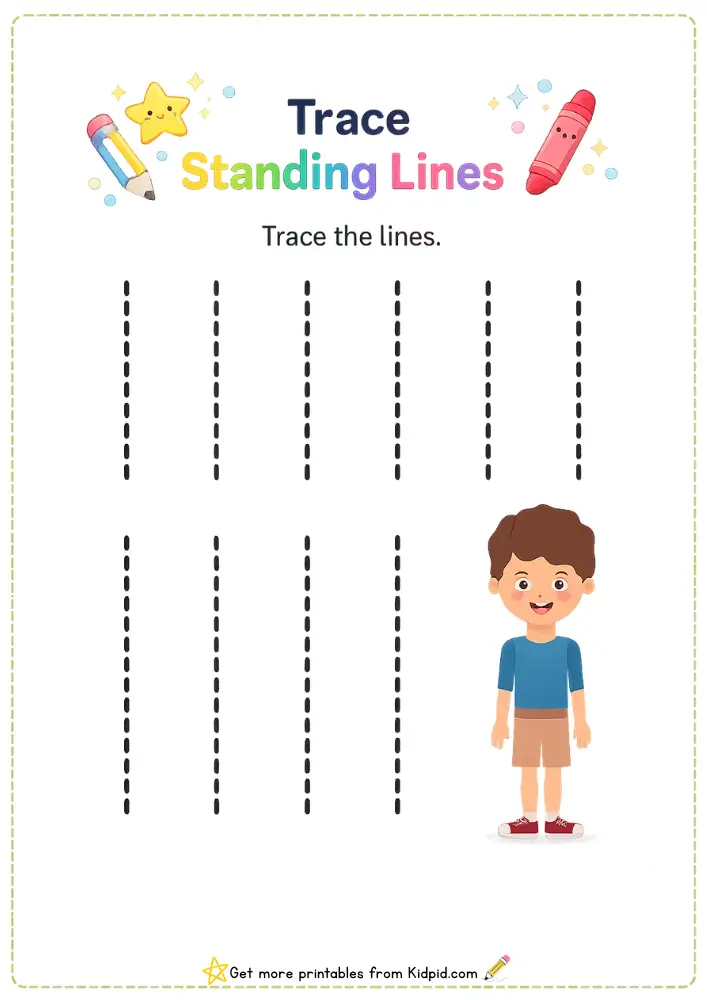 Standing Line Tracing Activities for Early Learners | Printable Worksheets
