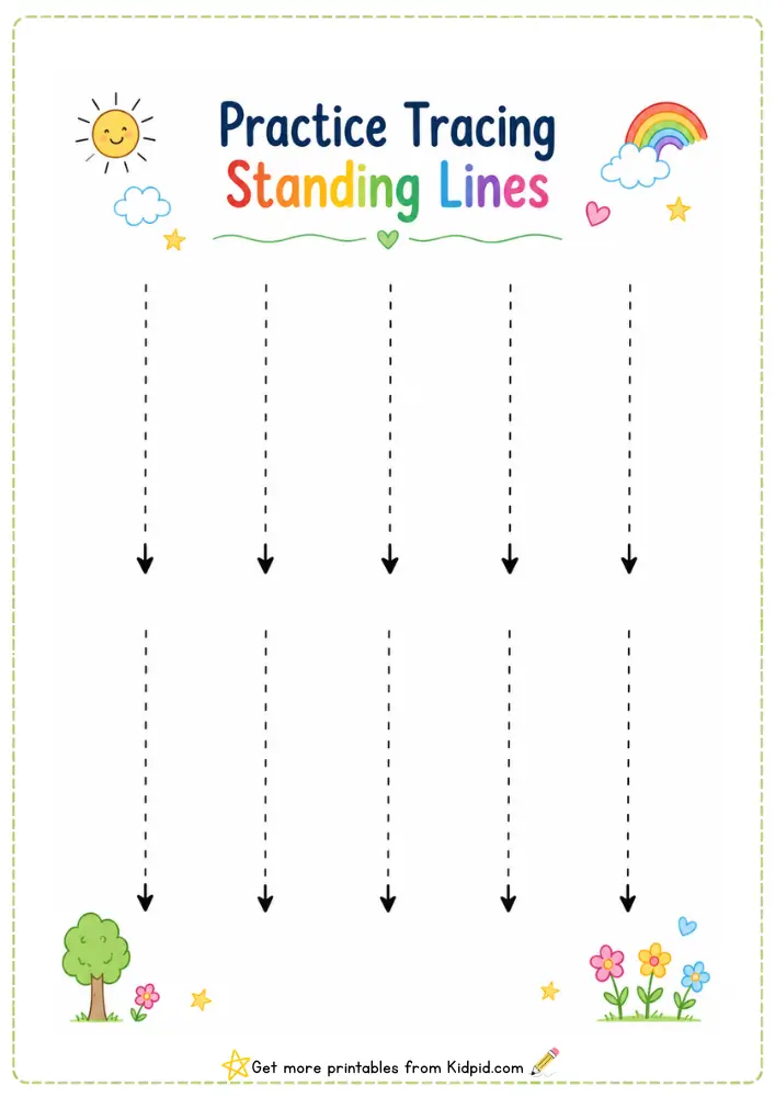 Standing Line Tracing Activities for Early Learners | Printable Worksheets