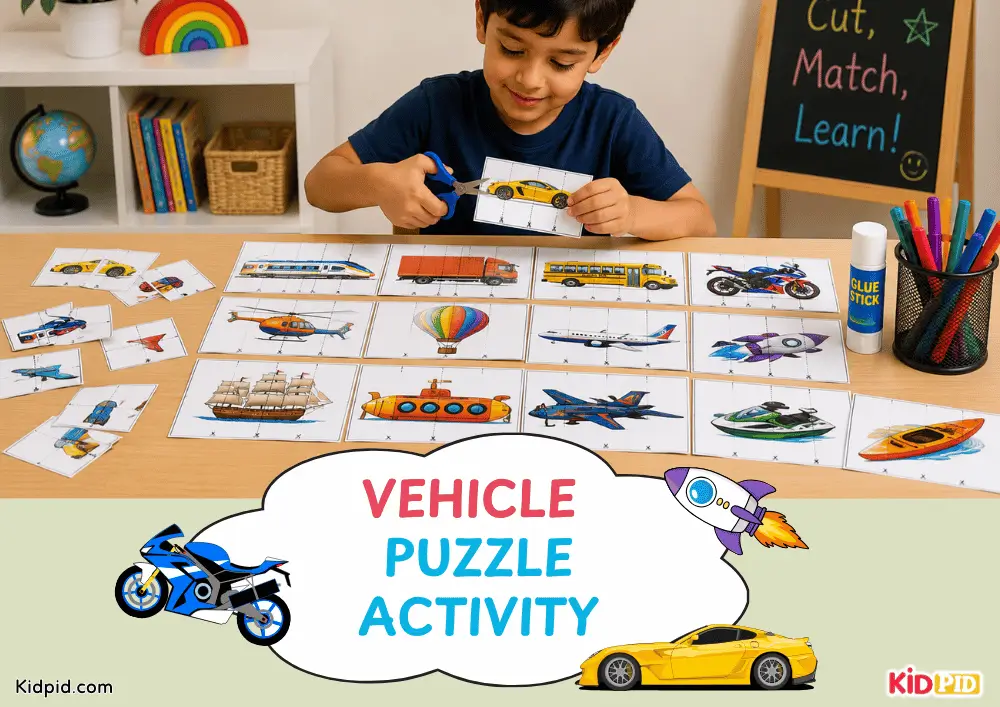 Vehicle Strip Puzzle Printable Worksheets
