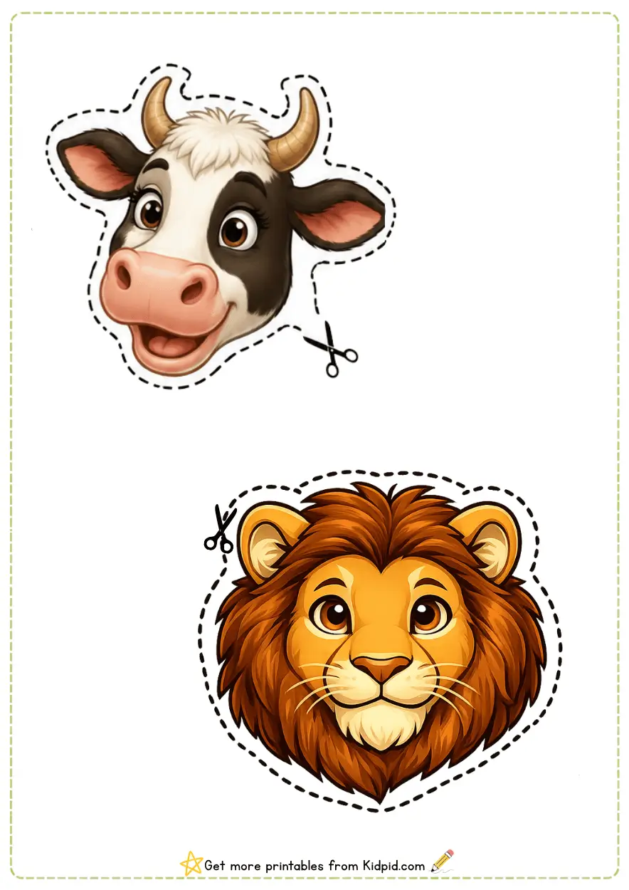Animal Head & Body Matching Activity Printable