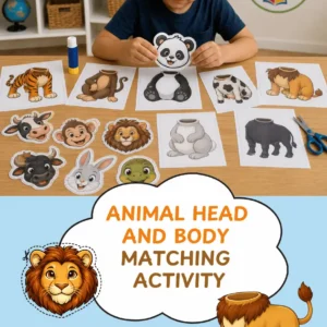 Animal Head & Body Matching Activity Printable