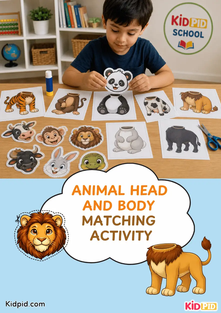 Animal Head & Body Matching Activity Printable