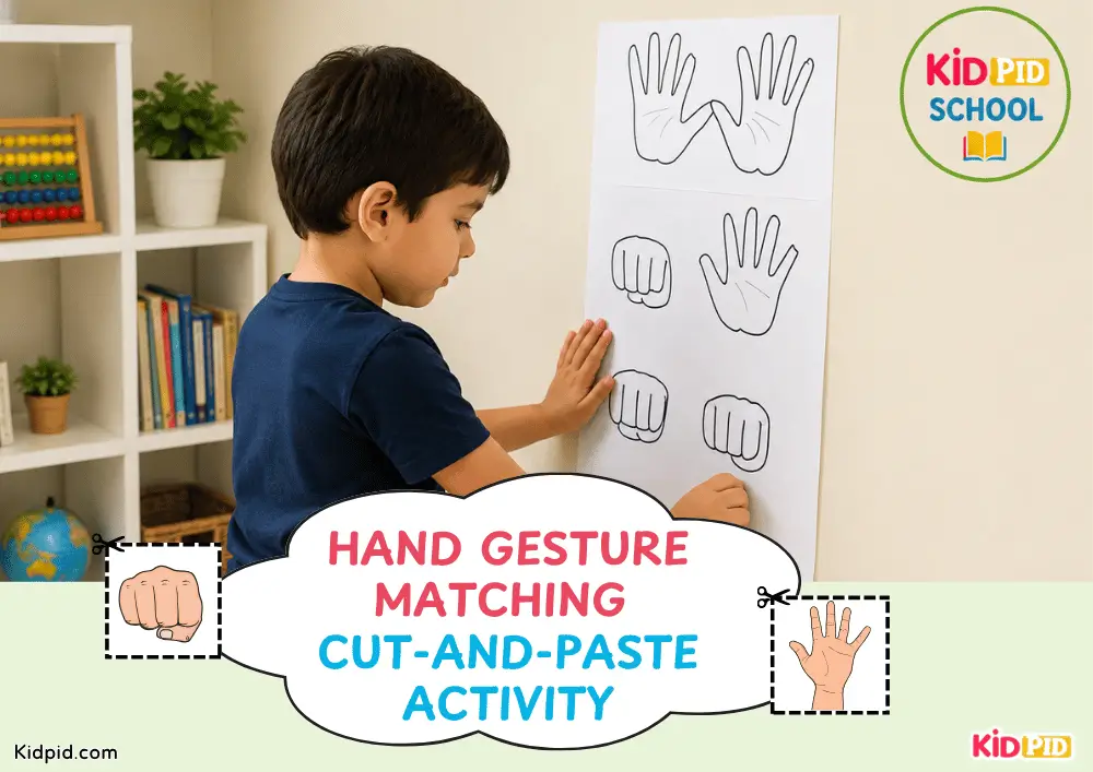 Hand Gesture Matching Cut-and-Paste Printable Activity
