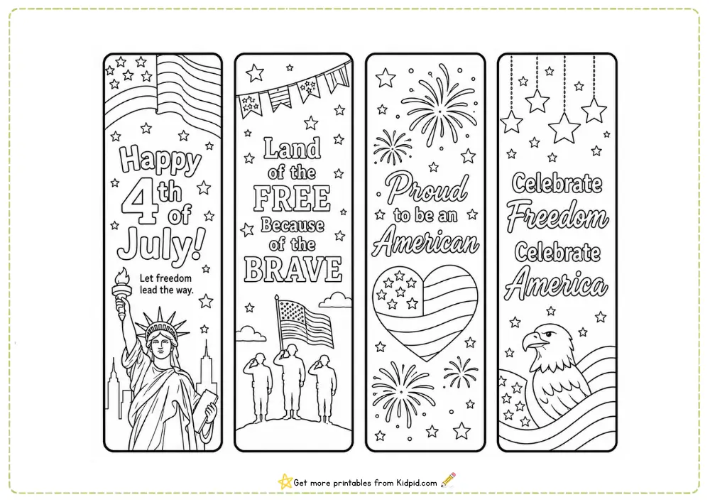 Independence Day (4th July) Bookmark Printable Activity