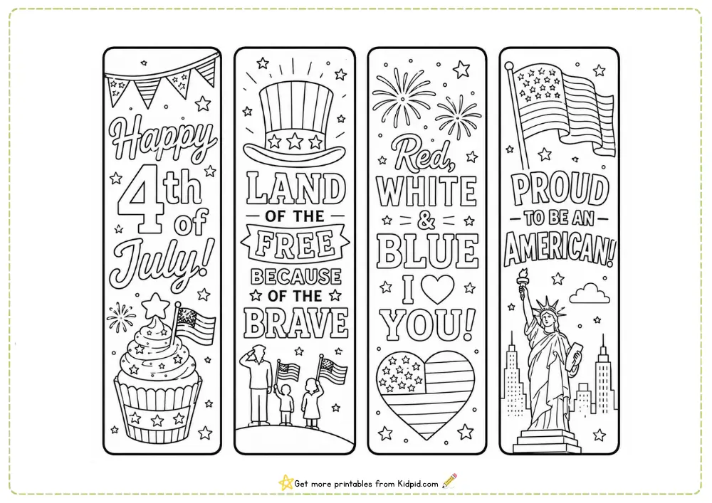 Independence Day (4th July) Bookmark Printable Activity - Image 3