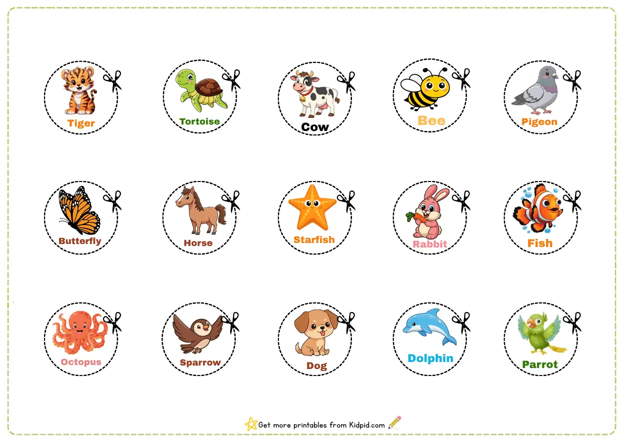 Land, Water, and Air Animals Sorting Printable Activity