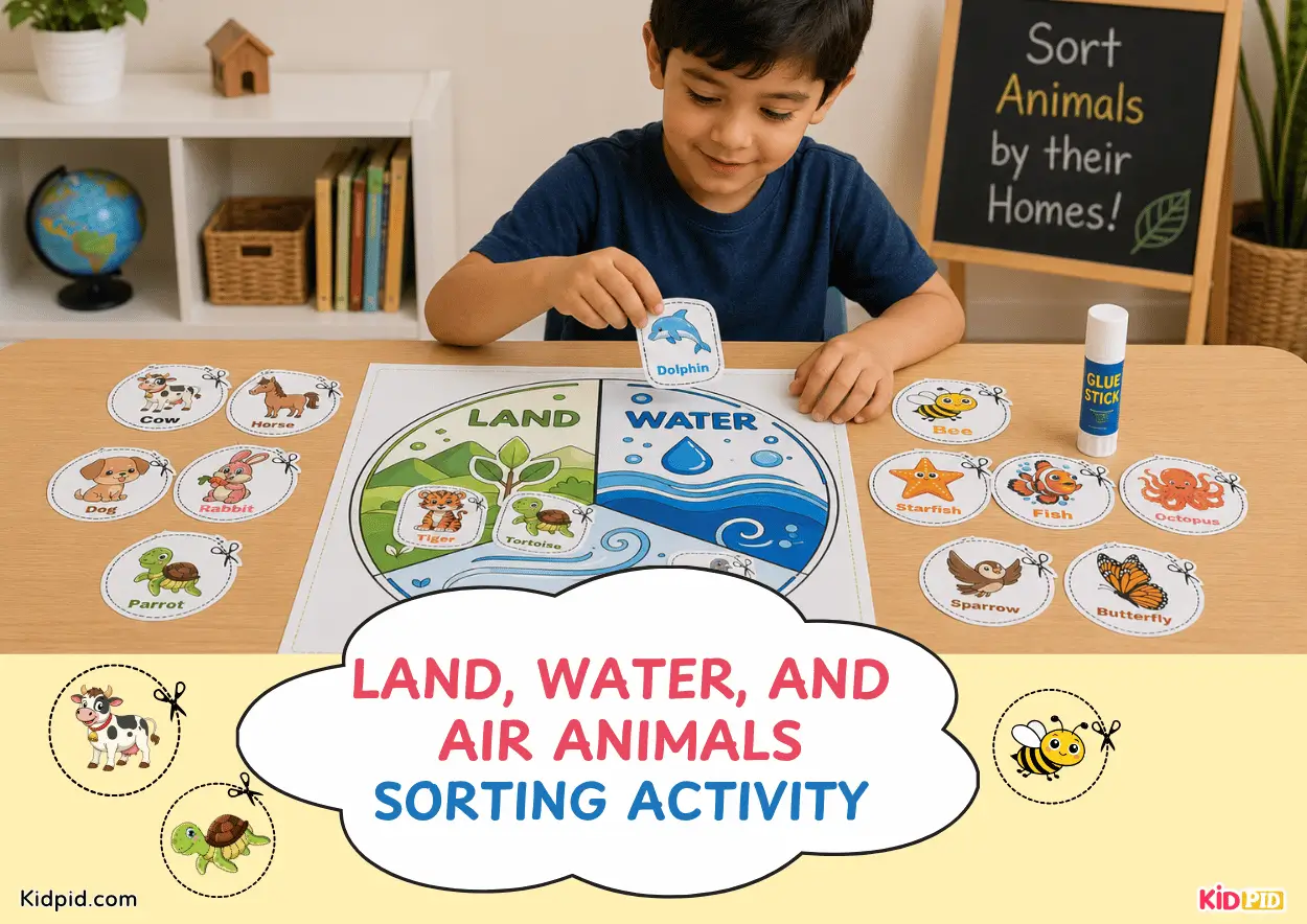 Land, Water, and Air Animals Sorting Printable Activity