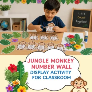 Jungle Monkey Number Classroom Wall Display Printable Activity