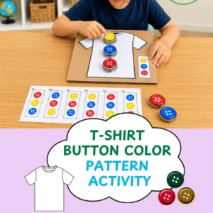 T-Shirt Button Color Pattern Match Activity Printable