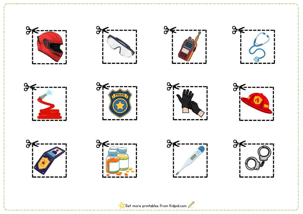 Vehicles and Equipment Matching Worksheets