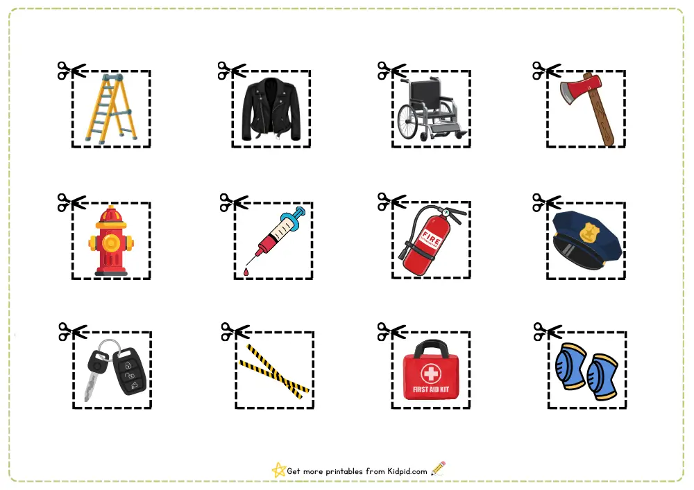Vehicles and Equipment Matching Worksheets