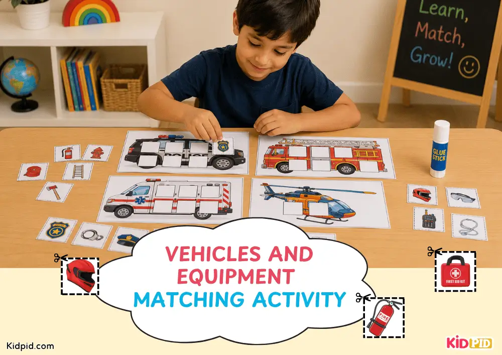 Vehicles and Equipment Matching Worksheets