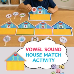 Vowel Sound House Match Activity Printable