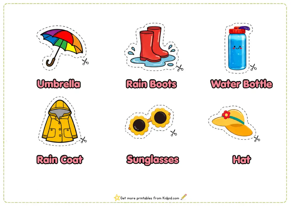 Weather and Clothing Matching Worksheets